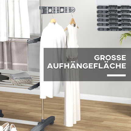 Klappbarer Wäscheturm mit Rollen, 3 Ebenen, Stahl