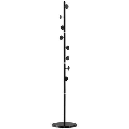 Garderobenständer aus Stahl – 8 Haken, schwarz, 170 cm