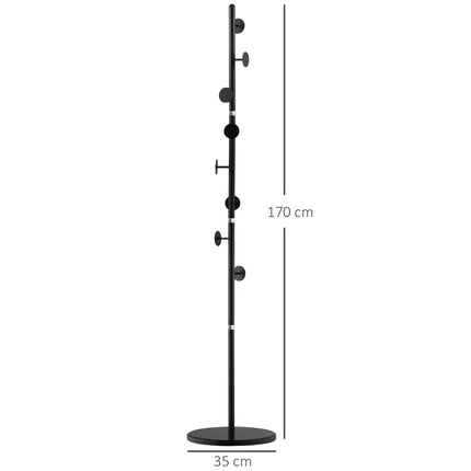 Garderobenständer aus Stahl – 8 Haken, schwarz, 170 cm