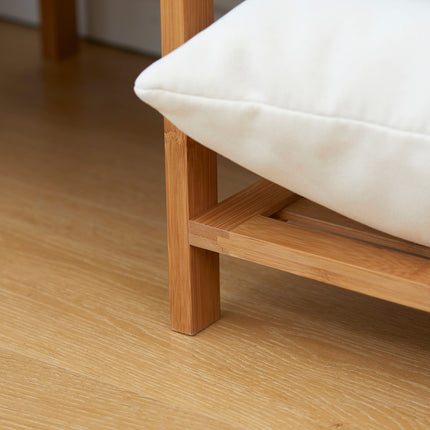 Bamboo clothes hanger with rail and shelf, natural wood