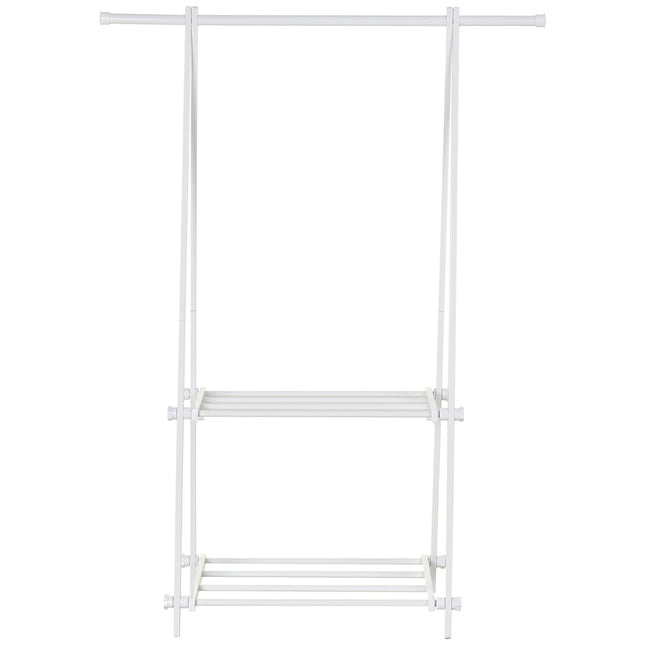 Steel coat rack with shoe shelf, white, 107.5x45x150 cm