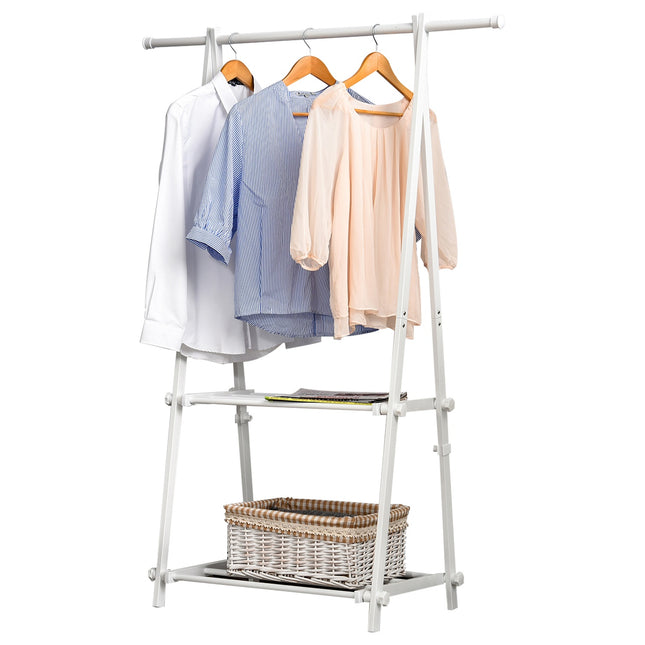 Steel coat rack with shoe shelf, white, 107.5x45x150 cm