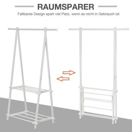 Garderobe mit Schuhablage, weiß, 107,5x45x150 cm
