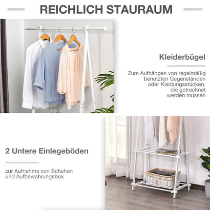 Garderobe mit Schuhablage, weiß, 107,5x45x150 cm