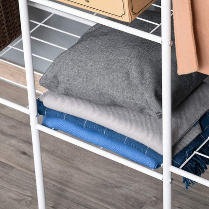 Freistehende Garderobe aus Stahl mit Schuhaufbewahrung, weiß