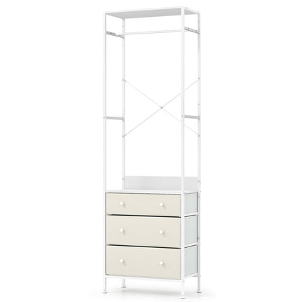 Clothes Rack with Drawers & Adjustable Hanging Rod