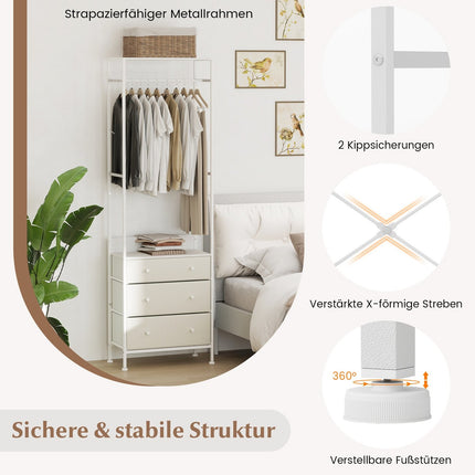 Clothes Rack with Drawers & Adjustable Hanging Rod