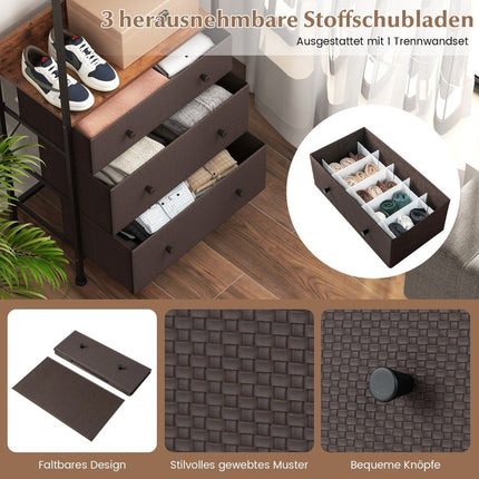 Clothes Rack with Drawers, Adjustable Rod & Shelves