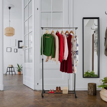 Clothes Rack with Wheels – Adjustable Metal Rail