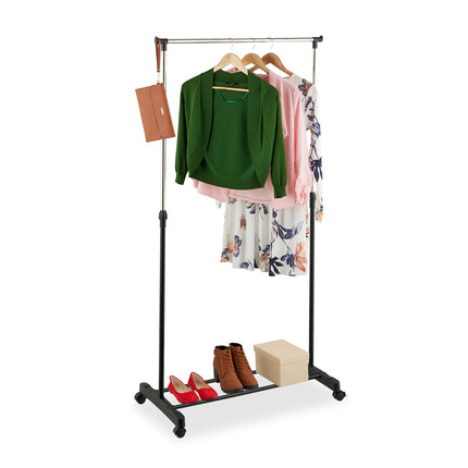 Clothes Rack with Wheels – Adjustable Metal Rail
