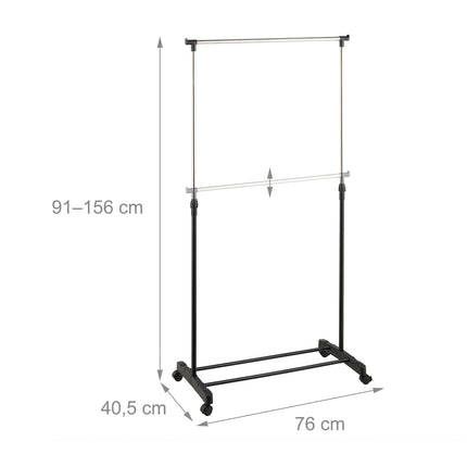 Clothes Rack with Wheels – Adjustable Metal Rail
