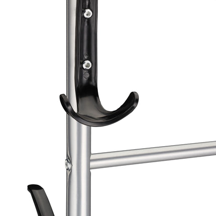 Clothes hanger in silver with wheels