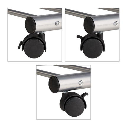 Clothes hanger in silver with wheels
