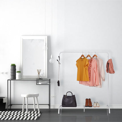 Clothes hanger with shelf and hooks