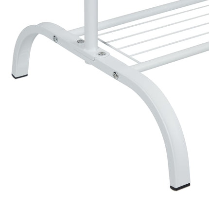 Clothes hanger with shelf and hooks