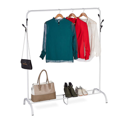 Clothes hanger with shelf and hooks
