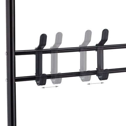 Clothes hanger with shoe shelf and bench