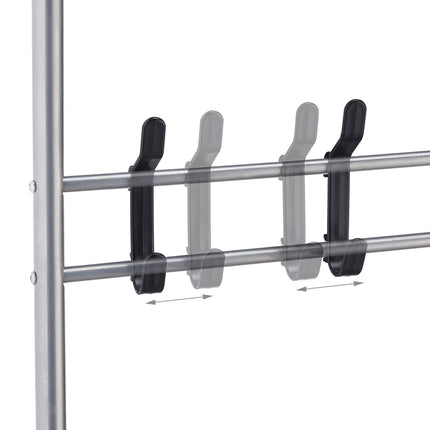 Clothes hanger with shoe shelf and bench
