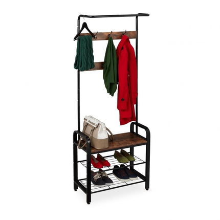 Clothes hanger with shoe shelf industrial