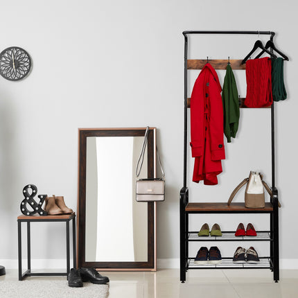 Clothes hanger with shoe shelf industrial