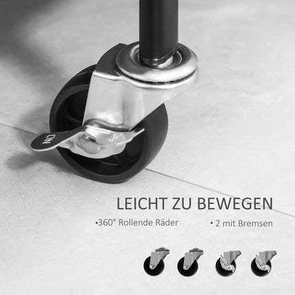 Portant à vêtements sur roulettes, porte-manteau avec tringle à vêtements, porte-chaussures, porte-manteau sur pied en acier, pour salon, chambre à coucher, charge jusqu'à 16 kg, noir