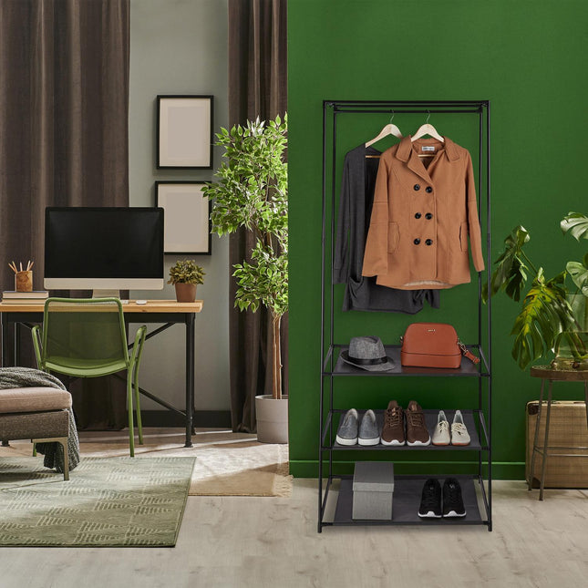 Clothes stand with shelves