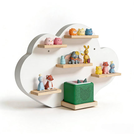 Cloud Wall Shelf for Tonies and Toniebox, Holds 20 Figures, White