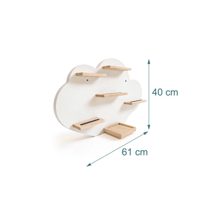 Cloud Wall Shelf for Tonies and Toniebox, Holds 20 Figures, White