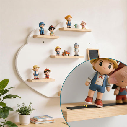 Cloud Wall Shelf for Tonies and Toniebox, Holds 20 Figures, White