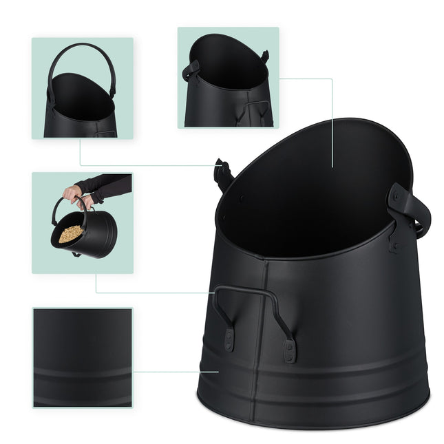 Kohleneimer mit Schaufel – 6.5L Eisen, Kamin & BBQ