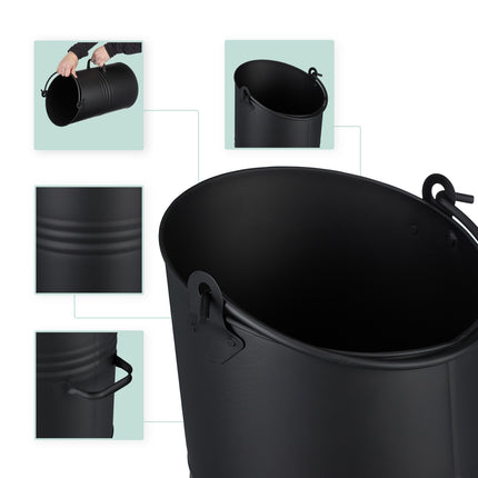 Kohle-Eimer 12L – Schwarz Eisen Kamin-Eimer
