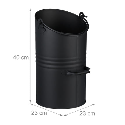 Kohle-Eimer 12L – Schwarz Eisen Kamin-Eimer