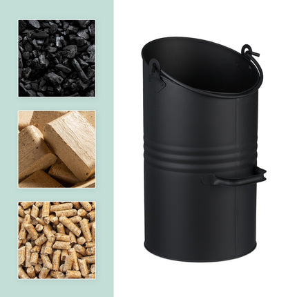 Kohle-Eimer 12L – Schwarz Eisen Kamin-Eimer