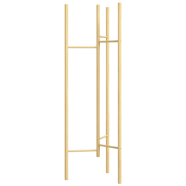 Porte-manteau, porte-vêtements avec 6 barres de suspension, bois massif, style nordique, pour vêtements, chapeaux, couloir, entrée, naturel
