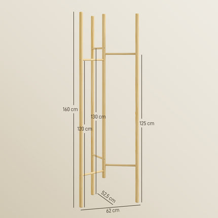 Nordic style clothes rack in solid wood, 6 rods, natural finish