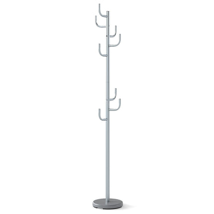 Garderobenständer, 175 cm, 8 Haken, höhenverstellbar, Silber