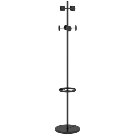 Metall-Garderobenständer mit 8 Haken, Walnuss-Finish, 177 cm