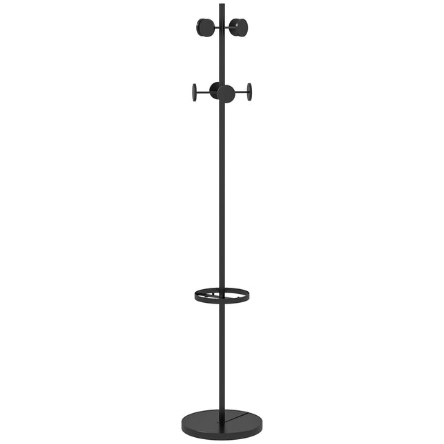 Metal coat hanger with 8 hooks, walnut finish, 177 cm