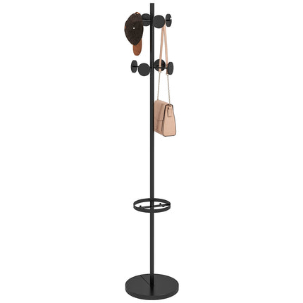 Metall-Garderobenständer mit 8 Haken, Walnuss-Finish, 177 cm