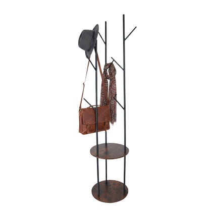 Coat Rack with 8 Hooks & 2 Shelves, 175 cm