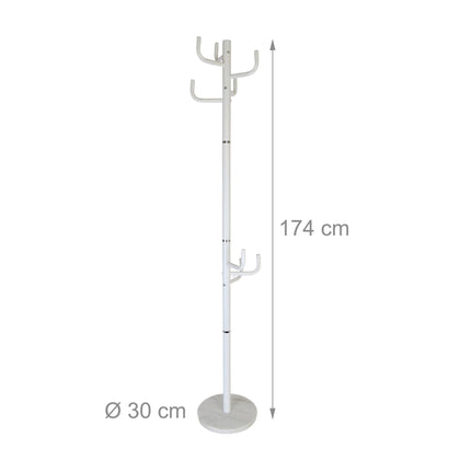 Coat Rack with 8 Hooks, Iron Frame, Marble Base