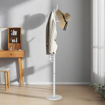 Coat Rack with 8 Hooks, Iron Frame, Marble Base