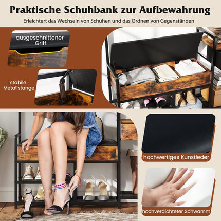 Garderobenständer mit Schuhbank, Haken, Schublade und Ablagefach