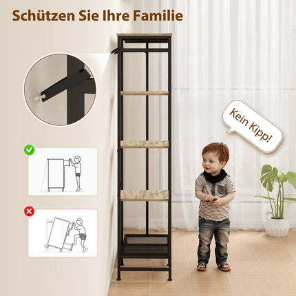Garderobenständer mit Schuhablage und Kippschutz, Eiche