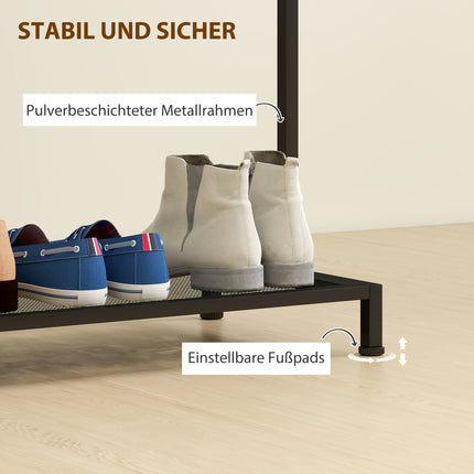Garderobenständer mit Schuhablage und Kippschutz, Eiche