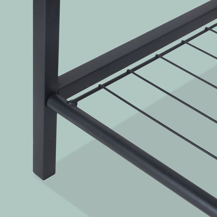 Coat Rack with Shoe Storage – Iron, 2 Hook Rails, 4 Shelves