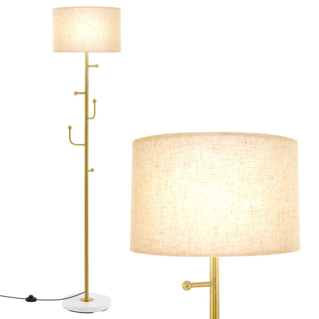 Coat Stand Floor Lamp, 5 Hooks, E27 Base, Foot Switch