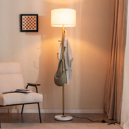 Stojací lampa s věšákem, 5 háčků, patice E27, nožní vypínač