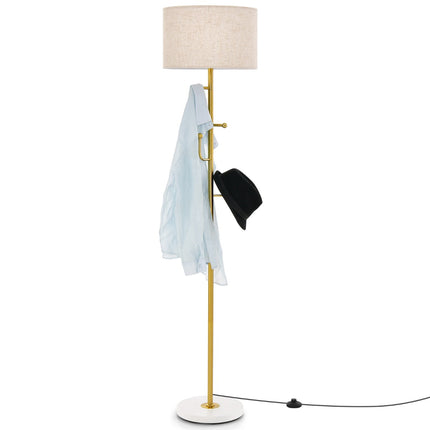Stojací lampa s věšákem, 5 háčků, patice E27, nožní vypínač