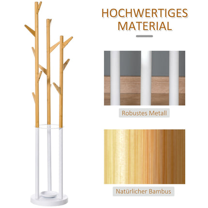 Garderobenständer mit 13 Haken, Metall, Naturweiß